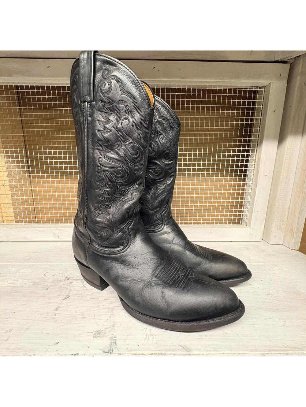 Tony Lama Cowboy Boots Men's Size 10 D Black Leather